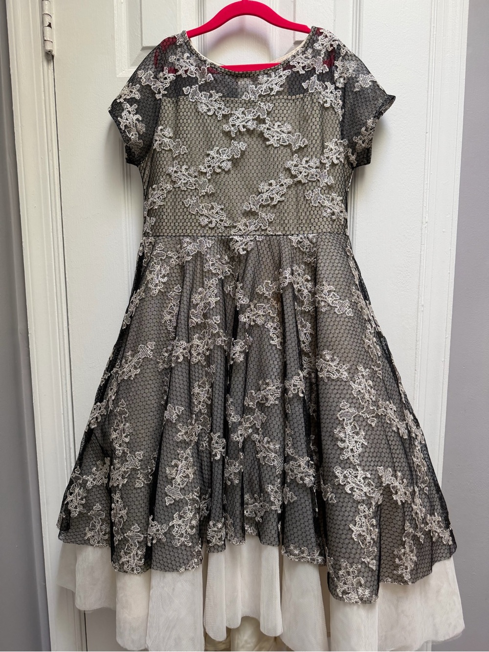 Joyfolie Black Lace Dress with Cream Tulle Underskirt